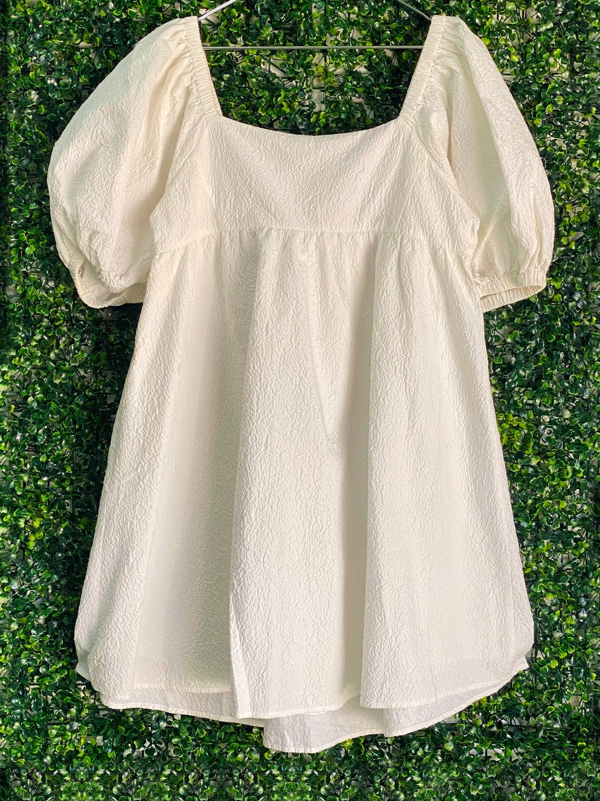 Vero Moda Ivory Textured Puff-Sleeve Mini Dress — back