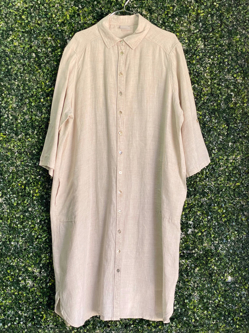 Earthaddict Natural Linen Oversized Shirt Dress — front