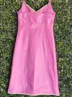 Hilton Weiner Pink Lace Trim Slip Dress — back