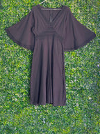 Atmosphere Charcoal Crochet-Trim Flutter Sleeve Dress — front