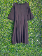 Atmosphere Charcoal Crochet-Trim Flutter Sleeve Dress — back