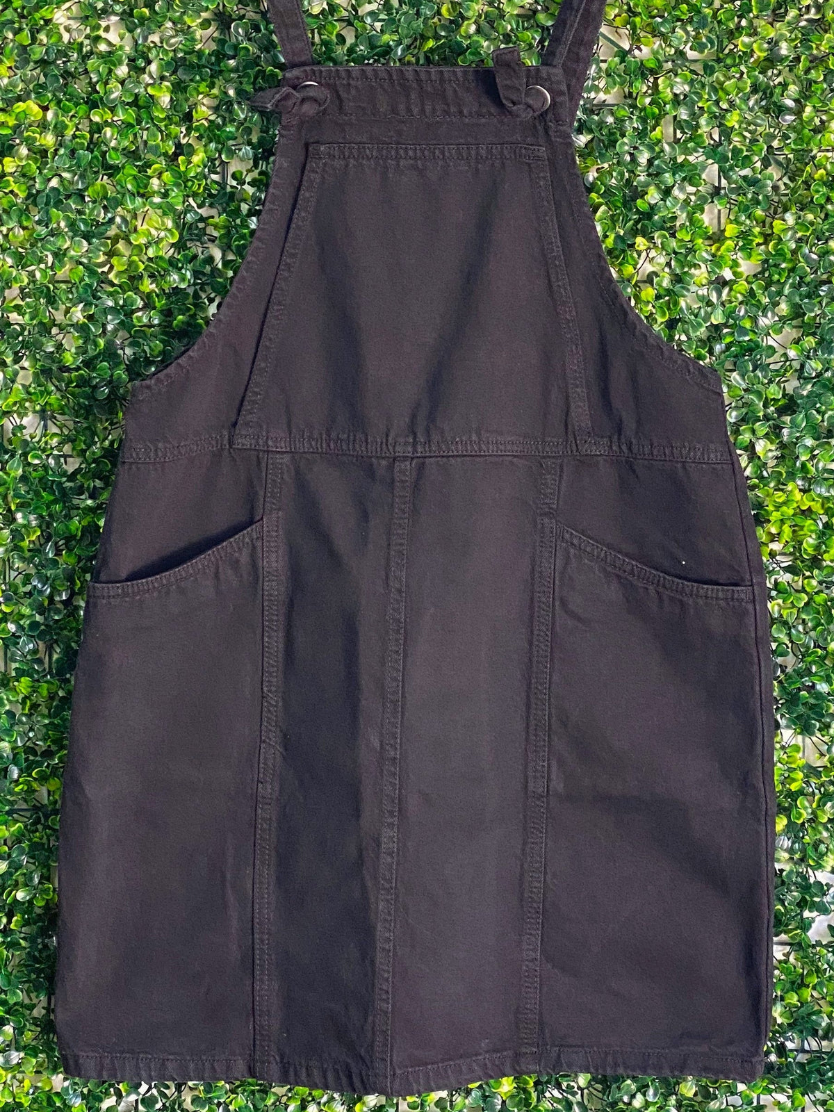 Cotton On Black Denim Pinafore Dress — front