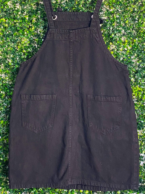 Cotton On Black Denim Pinafore Dress — back