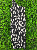 Nina J Runway Black and Ivory One-Shoulder Midi Dress