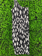 Nina J Runway Black and Ivory One-Shoulder Midi Dress