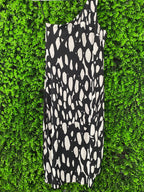 Nina J Runway Black and Ivory One-Shoulder Midi Dress