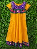 Mustard Yellow Embroidered Indian Midi Dress