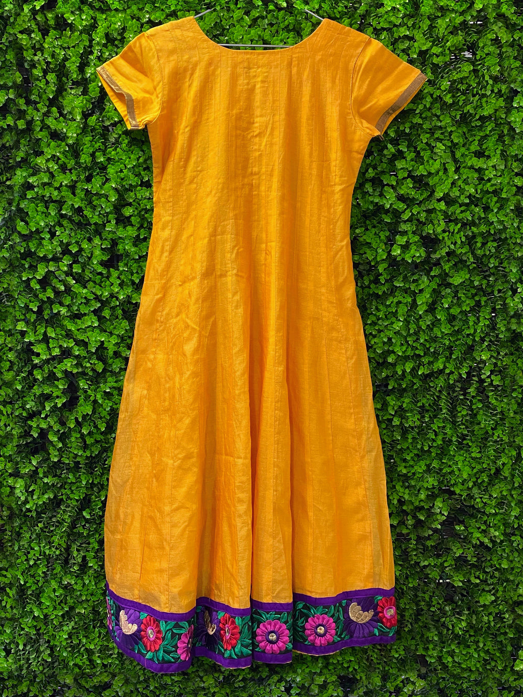 Mustard Yellow Embroidered Indian Midi Dress