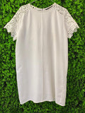 Zara Basic Cream Lace Sleeve Shift Dress