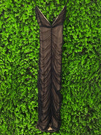 Black Ruched Mesh Bodycon Dress