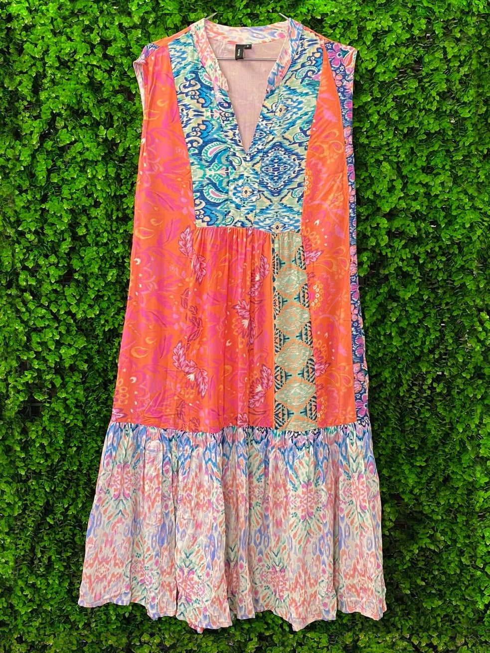 EcoVero Coral & Teal Paisley Panel Tunic Dress