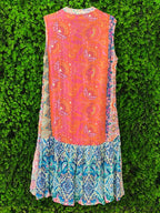 EcoVero Coral & Teal Paisley Panel Tunic Dress