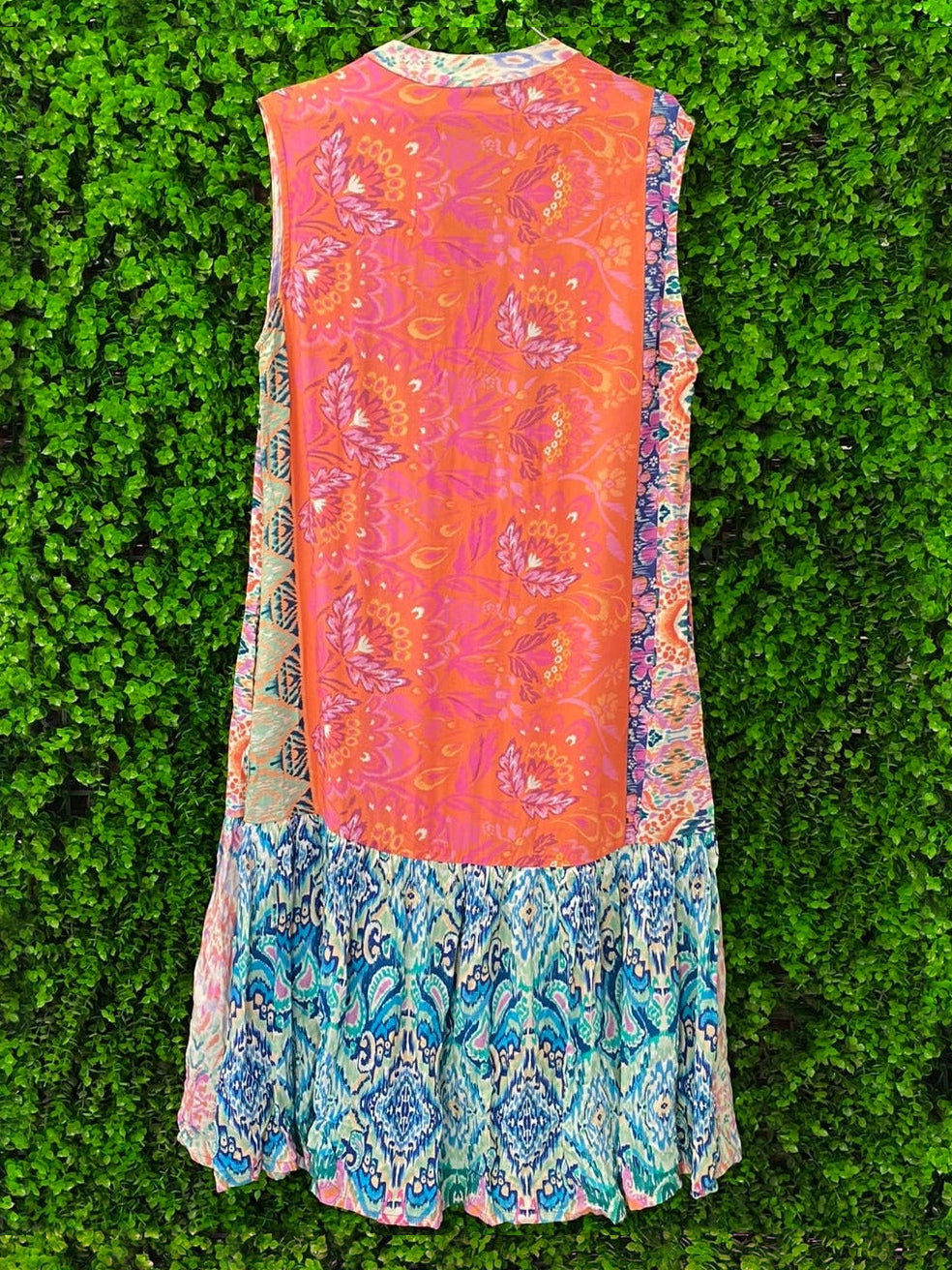 EcoVero Coral & Teal Paisley Panel Tunic Dress
