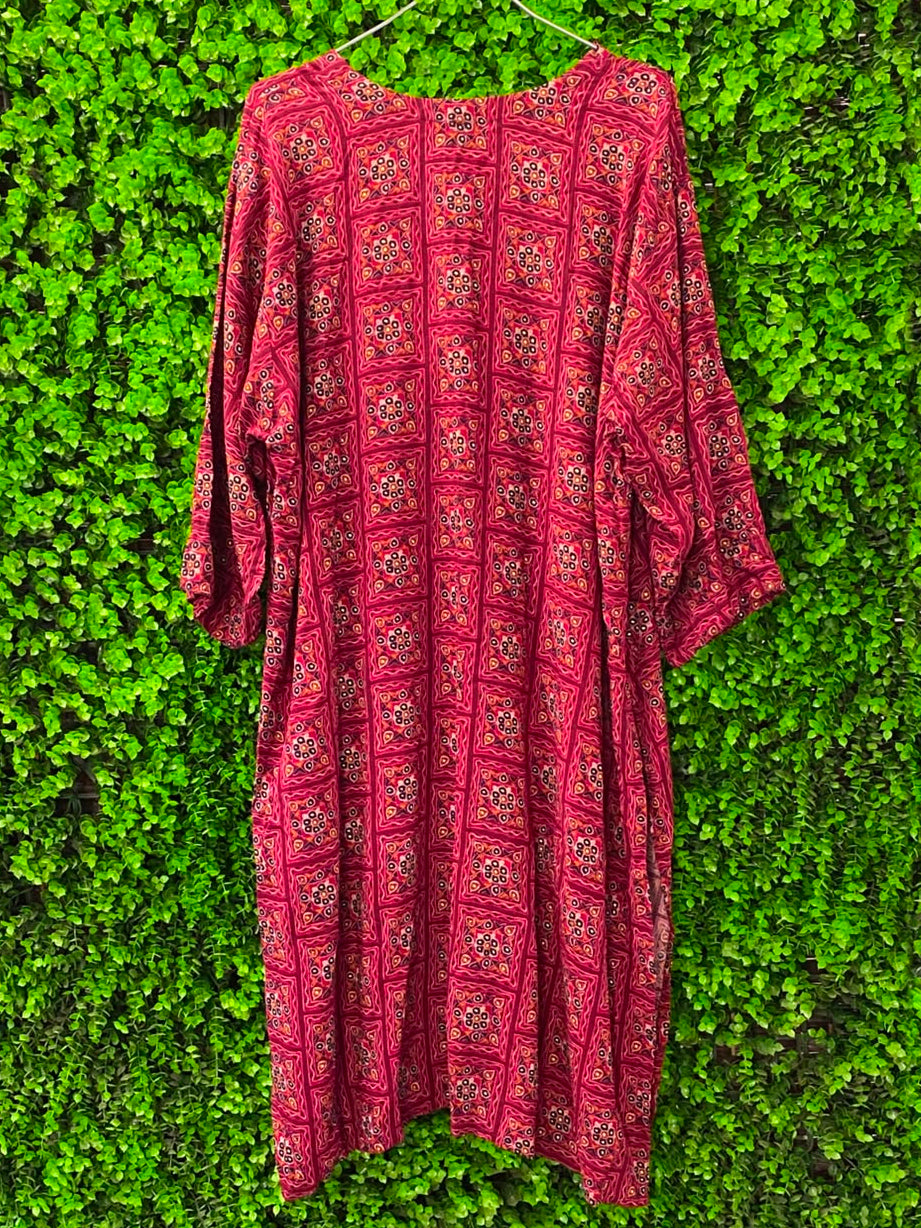 Berry Boho Print Tunic Dress