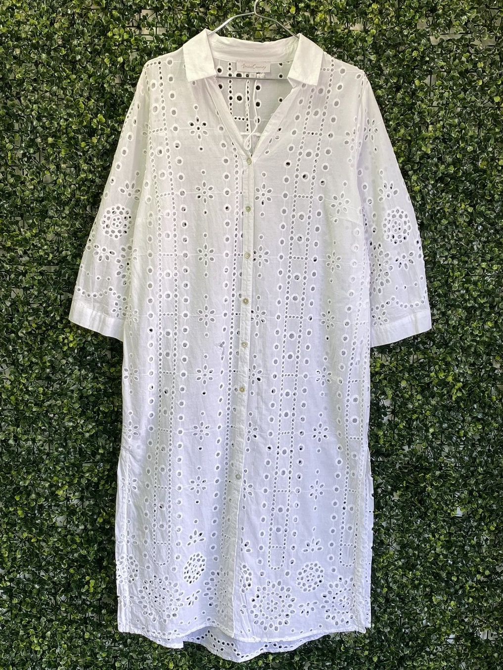 Miss Country White Broderie Shirt Dress — front