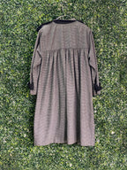 Grey Houndstooth Longline Coat with Contrast Tabs — back
