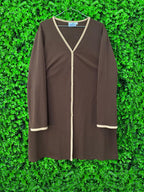 Brown Contrast-Trim Button Cardigan / Lightweight Jacket