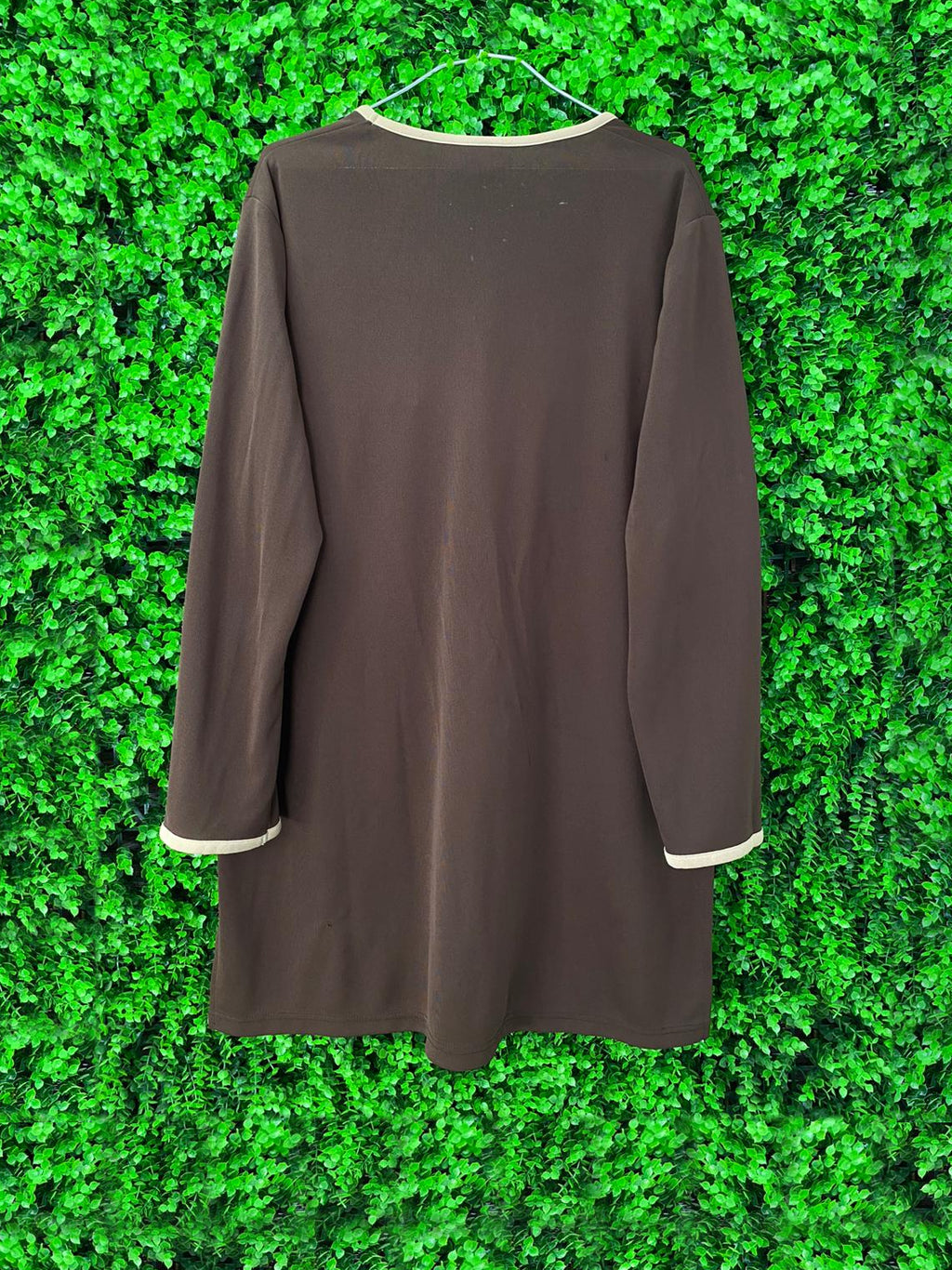 Brown Contrast-Trim Button Cardigan / Lightweight Jacket