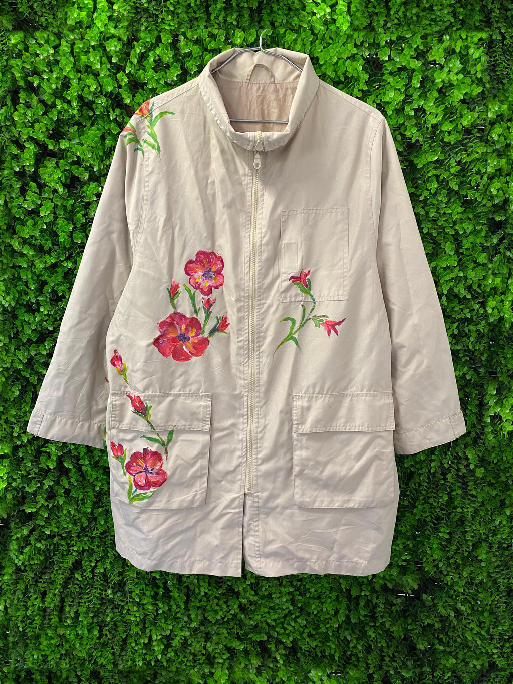 Hand-Painted Floral Longline Jacket