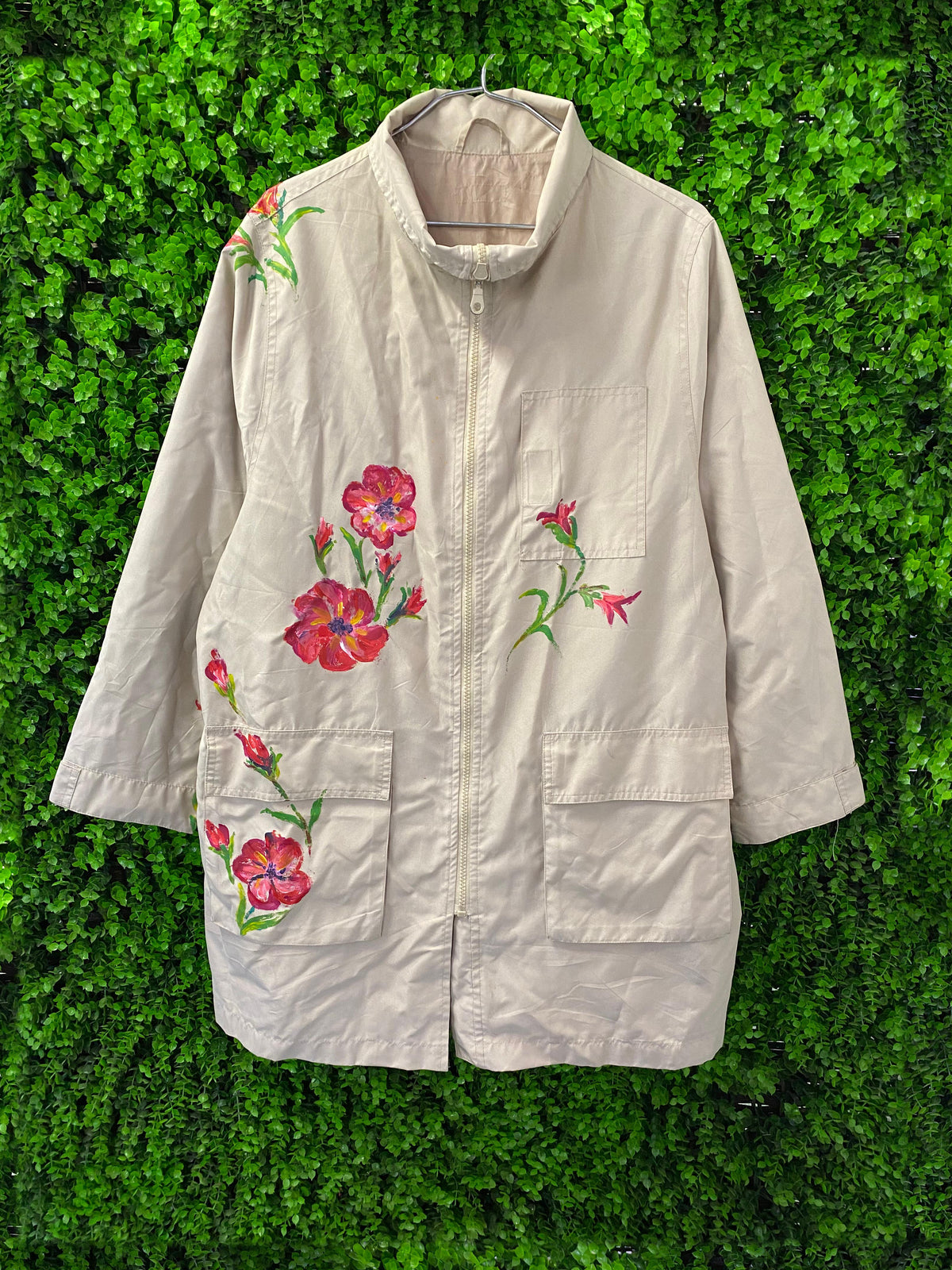 Hand-Painted Floral Longline Jacket
