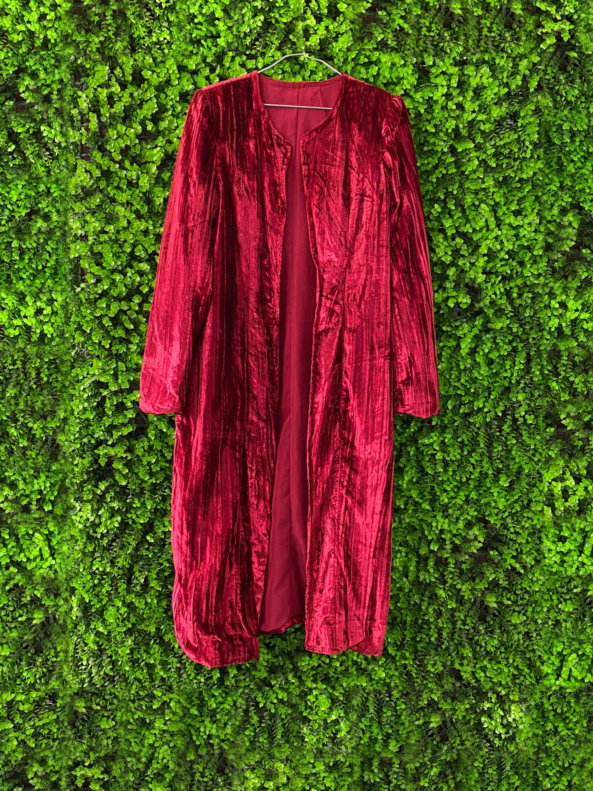 Red Velvet Longline Open Jacket