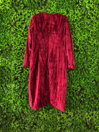 Red Velvet Longline Open Jacket