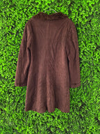 Biye Brown Faux Suede Faux Fur Collar Coat