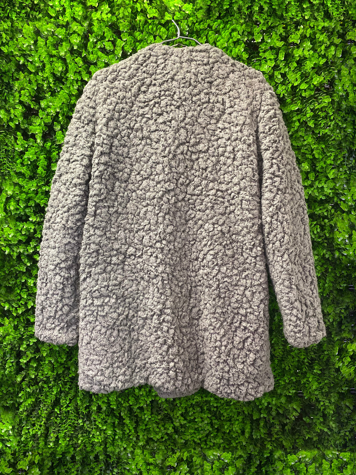 Flame Grey Textured Teddy Coat