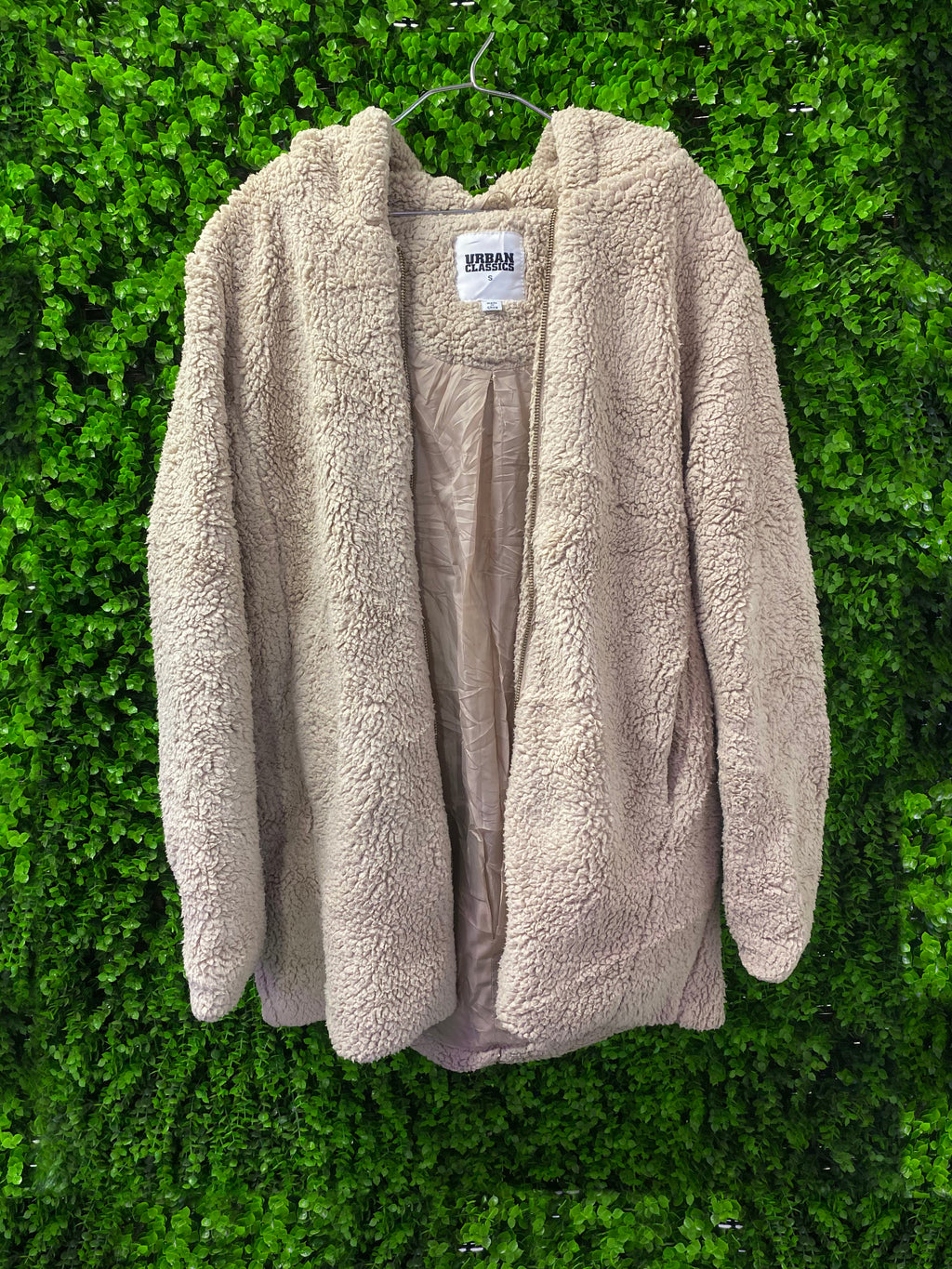 Urban Classics Beige Teddy Hooded Jacket