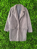 Grey Teddy Longline Coat