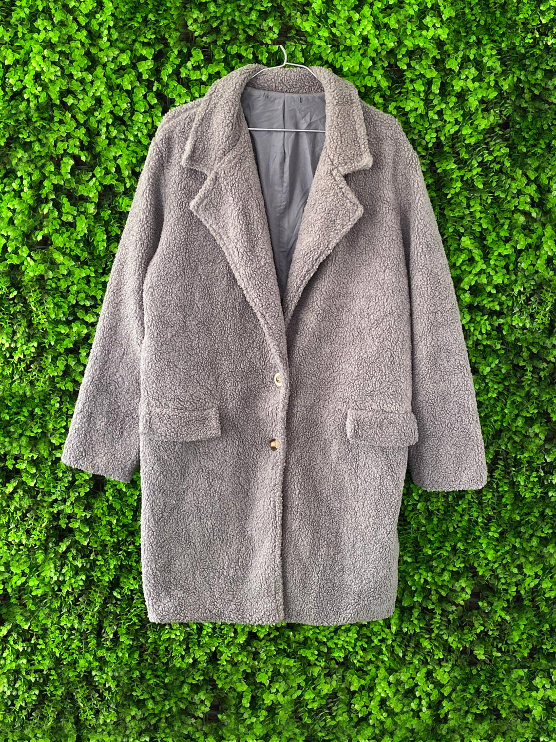Grey Teddy Longline Coat