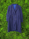 Navy Textured Double-Breasted Coat