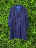 Navy Textured Double-Breasted Coat