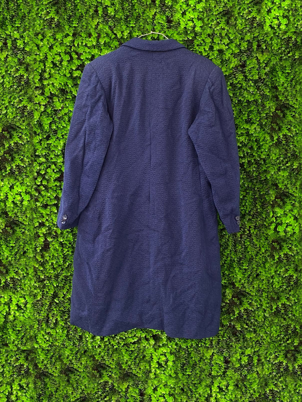 Navy Textured Double-Breasted Coat
