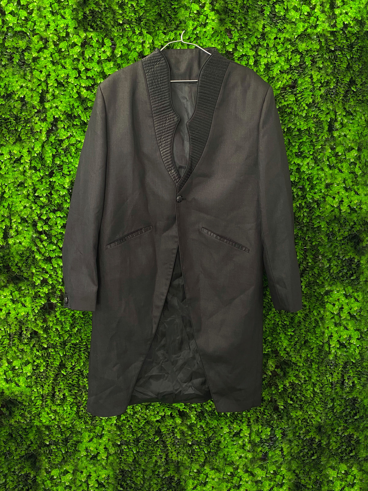 Black Satin-Lapel Tailored Blazer