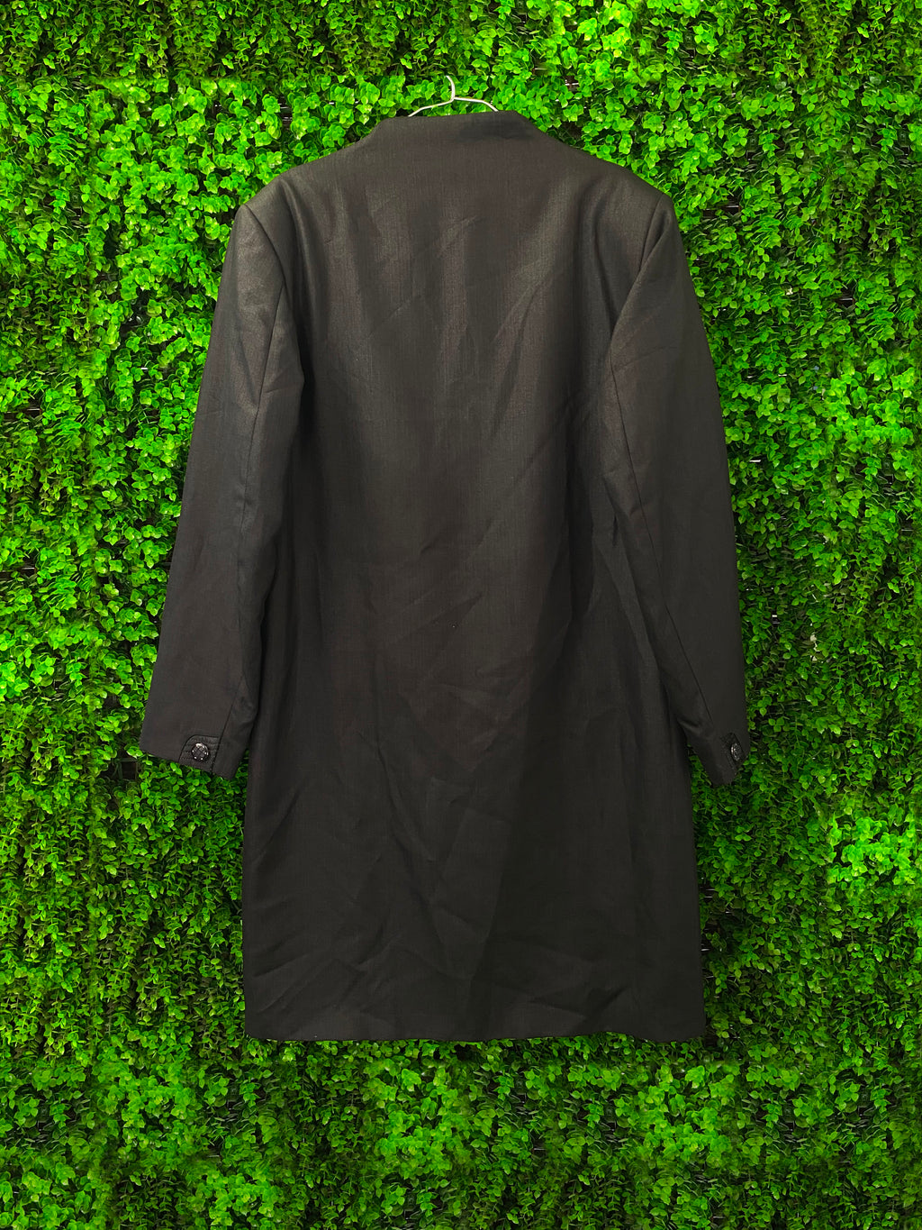 Black Satin-Lapel Tailored Blazer