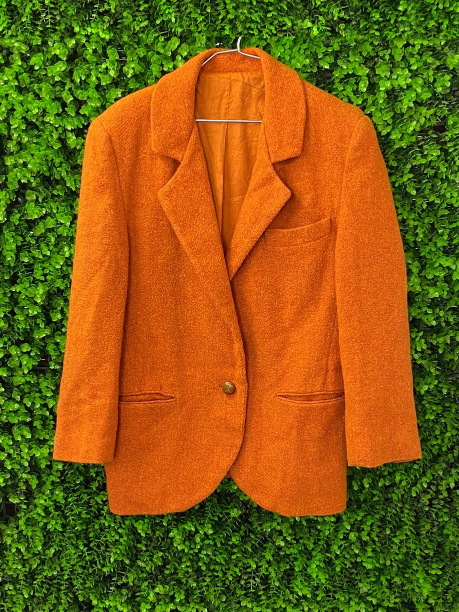 Burnt Orange Textured Tailored Blazer