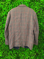 Canda Brown Heritage Check Double-Breasted Blazer