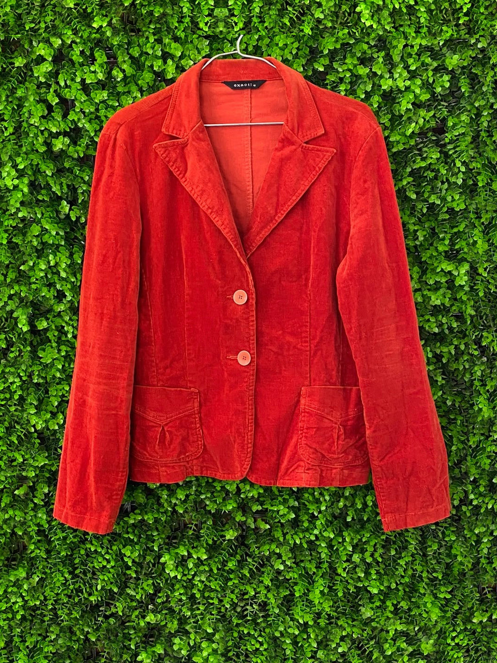 Tomato Red Cotton-Blend Corduroy Blazer