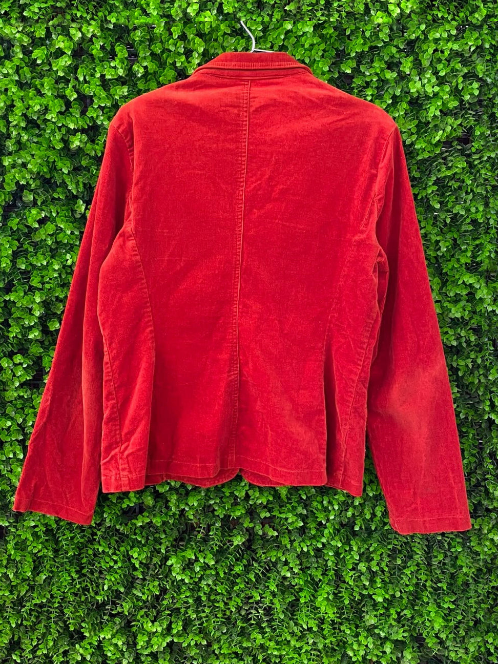 Tomato Red Cotton-Blend Corduroy Blazer