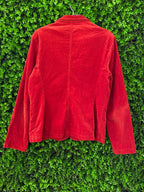 Tomato Red Cotton-Blend Corduroy Blazer