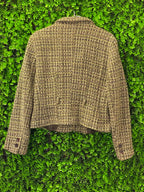 Zara Basic Olive Tweed Tailored Blazer