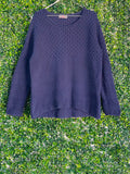 Navy Textured Knit Crew-Neck Jumper — front