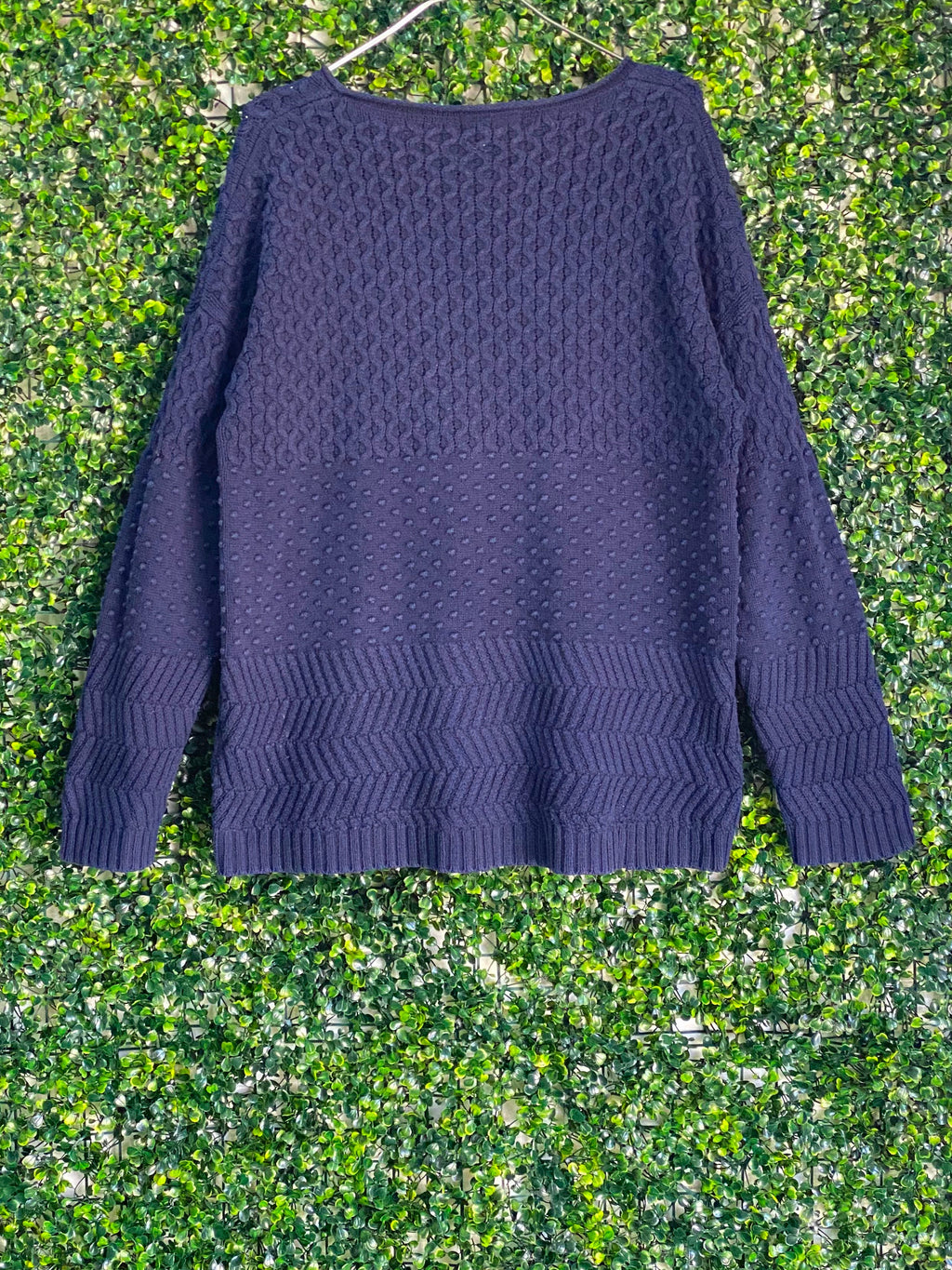 Navy Textured Knit Crew-Neck Jumper — back