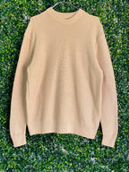 Zara Beige Diagonal-Knit Cotton Jumper — front