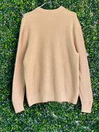 Zara Beige Diagonal-Knit Cotton Jumper — back