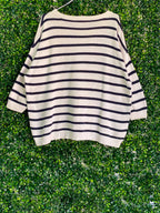 Mango Basics Cream & Navy Striped Cotton Jumper — back