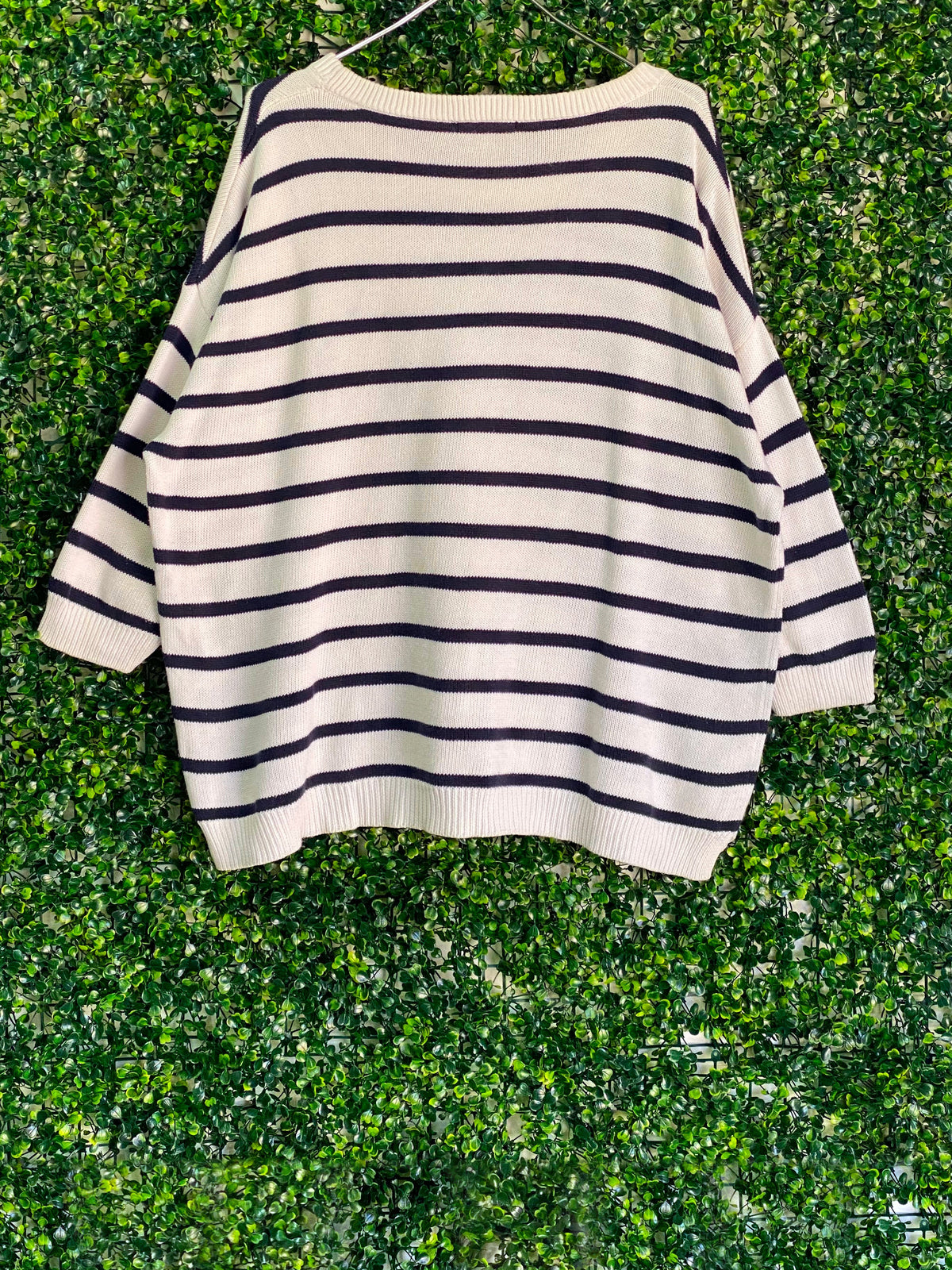 Mango Basics Cream & Navy Striped Cotton Jumper — back