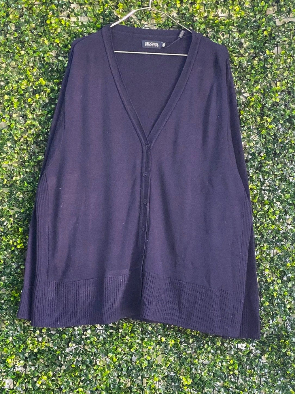 Hloba Clothing Deep Navy Button Front Cardigan — front