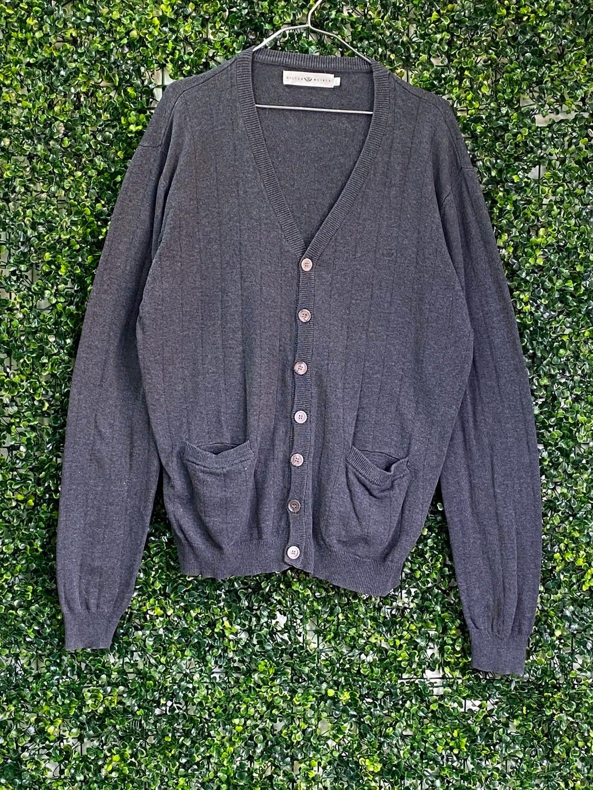 Hilton Weiner Charcoal Cotton Button Cardigan — front